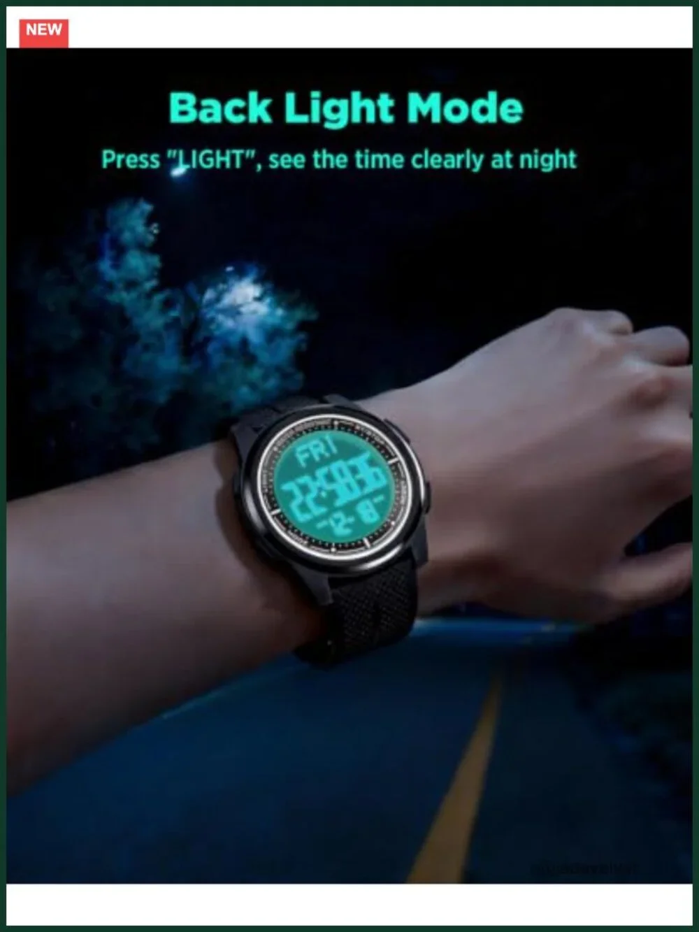 Beeasy Digital Watch 50M Waterproof Ultra-Thin Lightweight 44mm Silicone Sports